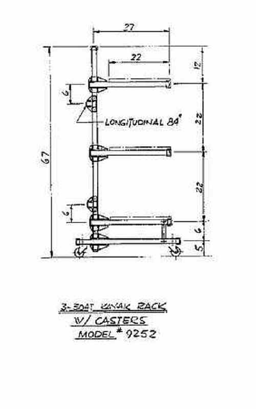 Seitech Rack for 3 kayaks casters