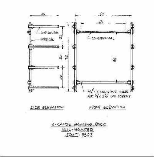 Seitech rack 4 canoe wall