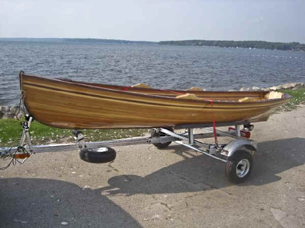Trailex SUT-500-S trailer shown with Wooden Boat
