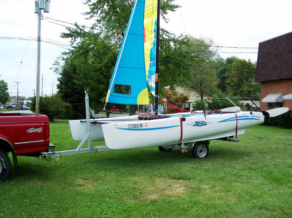 Trailex-TX-416 Trailer with a Hobie Getaway Catamaran